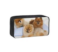 EdWal Cute Pomeranian Print Pen Organizer Bag Pouch Large Capacity Pencil Case with Zipper Durable Pen Case for Stationery