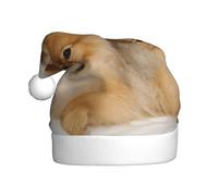 EdWal Cute Pomeranian Print Plush Santa Hat, Christmas Hats For Adults, Cozy Holiday Headwear, For Christmas Parties