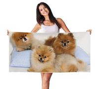 EdWal Cute Pomeranian Print Spa Bath Towels 70cm X 140cm,Soft Quick Drying Beach Towels For Bathroom,Gym,Travel