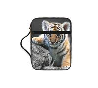 EdWal Cute Tiger Cub Print Bible Case Cosmetic Bag with Sturdy Handle Wash Bag Tablet Sleeve Small Tool Bag for Books