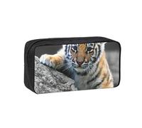 EdWal Cute Tiger Cub Print Pen Organizer Bag Pouch Large Capacity Pencil Case with Zipper Durable Pen Case for Stationery