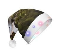 EdWal Cute Weasel Print Led Christmas Beanie Light Up Christmas Hats, Knit Hats With Led Lights, Unisex Winter Santa Hat