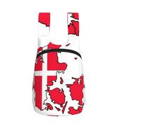 Edwal Danish Flag Map Print Foldable Backpack Lightweight Hiking Bag Soft Travel Backpack Rucksack For Work And Gym