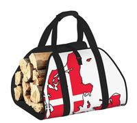 Edwal Danish Flag Map Print Log Carrier Bag with Open Sides Wood Log Holder for Fireplace Tote Bag Fireplace Accessory