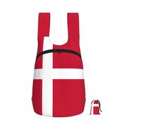 Edwal Danish Flag Print Foldable Backpack Lightweight Hiking Bag Soft Travel Backpack Rucksack For Work And Gym