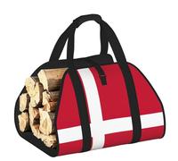Edwal Danish Flag Print Log Carrier Bag with Open Sides Wood Log Holder for Fireplace Tote Bag Fireplace Accessory