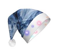EdWal Dark Blue Marble Print Led Christmas Beanie Light Up Christmas Hats, Knit Hats With Led Lights, Unisex Winter Santa Hat
