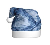 EdWal Dark Blue Marble Print Plush Santa Hat, Christmas Hats For Adults, Cozy Holiday Headwear, For Christmas Parties