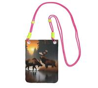 EdWal Deer Bear Moose Print Crossbody Bag For Women, Mini Phone Purses, Cute Phone Wallet, For Hiking Travel Gift