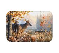 EdWal Deer Wildlife Art Print Crystal Velvet Entry Rug Non-Slip Indoor Front Doormat For Porch Or Home Decor, 60x40 Cm