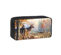 EdWal Deer Wildlife Art Print Pen Organizer Bag Pouch Large Capacity Pencil Case with Zipper Durable Pen Case for Stationery