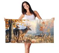 EdWal Deer Wildlife Art Print Spa Bath Towels 70cm X 140cm,Soft Quick Drying Beach Towels For Bathroom,Gym,Travel