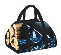 Edwal Diamond Pattern Print Log Carrier Bag with Open Sides Wood Log Holder for Fireplace Tote Bag Fireplace Accessory
