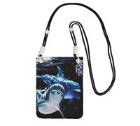 EdWal Dolphin Black Print Crossbody Bag For Women, Mini Phone Purses, Cute Phone Wallet, For Hiking Travel Gift