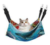 EdWal Dolphins Sea Turtle Shark Octopus Coral Reef print Soft Sleeping Hammock Cat Hammock for Cage Hanging,Pet Hammock Bed Adjustable for Small Animals