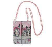 EdWal Donkey And Flower Print Crossbody Bag For Women, Mini Phone Purses, Cute Phone Wallet, For Hiking Travel Gift