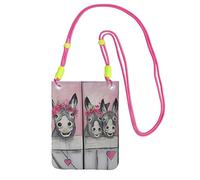 EdWal Donkey And Flower Print Crossbody Bag For Women, Mini Phone Purses, Cute Phone Wallet, For Hiking Travel Gift