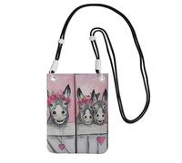 EdWal Donkey And Flower Print Crossbody Bag For Women, Mini Phone Purses, Cute Phone Wallet, For Hiking Travel Gift