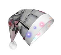 EdWal Donkey And Flower Print Led Christmas Beanie Light Up Christmas Hats, Knit Hats With Led Lights, Unisex Winter Santa Hat