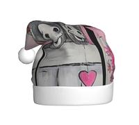 EdWal Donkey And Flower Print Plush Santa Hat, Christmas Hats For Adults, Cozy Holiday Headwear, For Christmas Parties