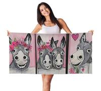 EdWal Donkey And Flower Print Spa Bath Towels 70cm X 140cm,Soft Quick Drying Beach Towels For Bathroom,Gym,Travel