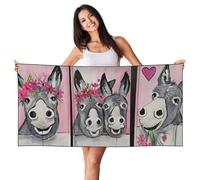 EdWal Donkey And Flower Print Spa Bath Towels 70cm X 140cm,Soft Quick Drying Beach Towels For Bathroom,Gym,Travel