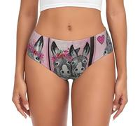 EdWal Donkey And Flower Print Womens High-Waisted Briefs Panties, Moisture-Wicking Underwear, Bikini Brief Underwear Black