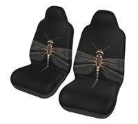 EdWal Dragonfly Black Print Front Seat Covers, Easy To Install Two Car Seat Protector Cover Set Accessories Auto Trucks Suv