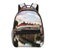 EdWal Dublin Ireland Ha Penny Bridge River Print Hiking Backpack Laptop Backpack For Men Women Waterproof Rucksack Easy To Clean Travel Bag