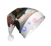 EdWal Dublin Ireland Ha Penny Bridge River Print Led Christmas Beanie Light Up Christmas Hats, Knit Hats With Led Lights, Unisex Winter Santa Hat