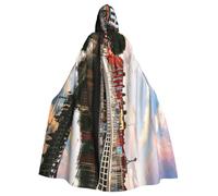 EdWal Dublin Ireland Ha Penny Bridge River Print Unisex Adults Hooded Cloak Cape Uniform, Hooded Robe, For Halloween Cosplay Costumes