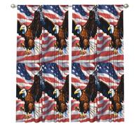 Edwal Eagle With Usa Flag Print 2 Panel Long Blackout Curtains 52x84 Inch Soft Curtains And Drapes Privacy Shading Design