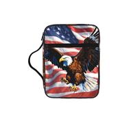 Edwal Eagle with USA Flag Print Bible Case Cosmetic Bag with Sturdy Handle Wash Bag Tablet Sleeve Small Tool Bag for Books