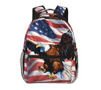 Edwal Eagle With Usa Flag Print Hiking Backpack Laptop Backpack For Men Women Waterproof Rucksack Easy To Clean Travel Bag