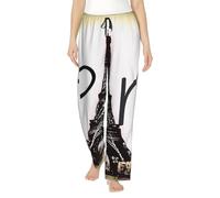 EdWal Eiffel Tower Love Paris Print Women'S Lightweight Lounge Pajama Pants - Soft Breathable Versatile Sleep Bottoms S-3xl