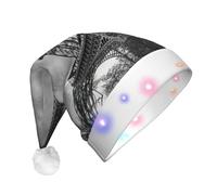 EdWal Eiffel Tower Pattern Print Led Christmas Beanie Light Up Christmas Hats, Knit Hats With Led Lights, Unisex Winter Santa Hat