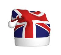 EdWal English Flag Print Plush Santa Hat, Christmas Hats For Adults, Cozy Holiday Headwear, For Christmas Parties