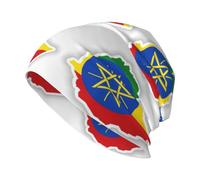 EdWal Ethiopia Flag Map Print Adult Men's Knit Hat Cap, Unisex Warm Winter Beanie Hat, Soft Warm Hat for Women Black