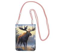 EdWal Fall Moose Deer Print Crossbody Bag For Women, Mini Phone Purses, Cute Phone Wallet, For Hiking Travel Gift
