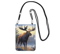 EdWal Fall Moose Deer Print Crossbody Bag For Women, Mini Phone Purses, Cute Phone Wallet, For Hiking Travel Gift