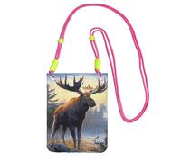 EdWal Fall Moose Deer Print Crossbody Bag For Women, Mini Phone Purses, Cute Phone Wallet, For Hiking Travel Gift