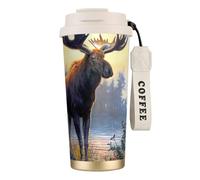 EdWal Fall Moose Deer Print Insulated Stainless Steel Travel Coffee Mug,Coffee Cups with Lids, for Hot Cold Drinks