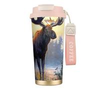 EdWal Fall Moose Deer Print Insulated Stainless Steel Travel Coffee Mug,Coffee Cups with Lids, for Hot Cold Drinks