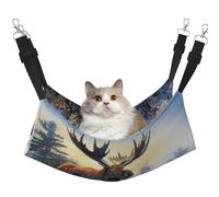 EdWal Fall Moose Deer print Soft Sleeping Hammock Cat Hammock for Cage Hanging,Pet Hammock Bed Adjustable for Small Animals
