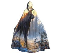 EdWal Fall Moose Deer Print Unisex Adults Hooded Cloak Cape Uniform, Hooded Robe, For Halloween Cosplay Costumes