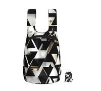 EdWal Fashion Modern Black White Gold Triangle Print Foldable Backpack Lightweight Hiking Bag Soft Travel Backpack Rucksack For Work And Gym