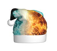 EdWal Fire And Water Phoenix Print Plush Santa Hat, Christmas Hats For Adults, Cozy Holiday Headwear, For Christmas Parties