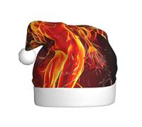 EdWal Fire Nude Woman Flame Print Plush Santa Hat, Christmas Hats For Adults, Cozy Holiday Headwear, For Christmas Parties