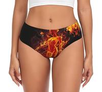 EdWal Fire Nude Woman Flame Print Womens High-Waisted Briefs Panties, Moisture-Wicking Underwear, Bikini Brief Underwear