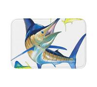 EdWal Fish Art Print Crystal Velvet Entry Rug Non-Slip Indoor Front Doormat For Porch Or Home Decor, 60x40 Cm